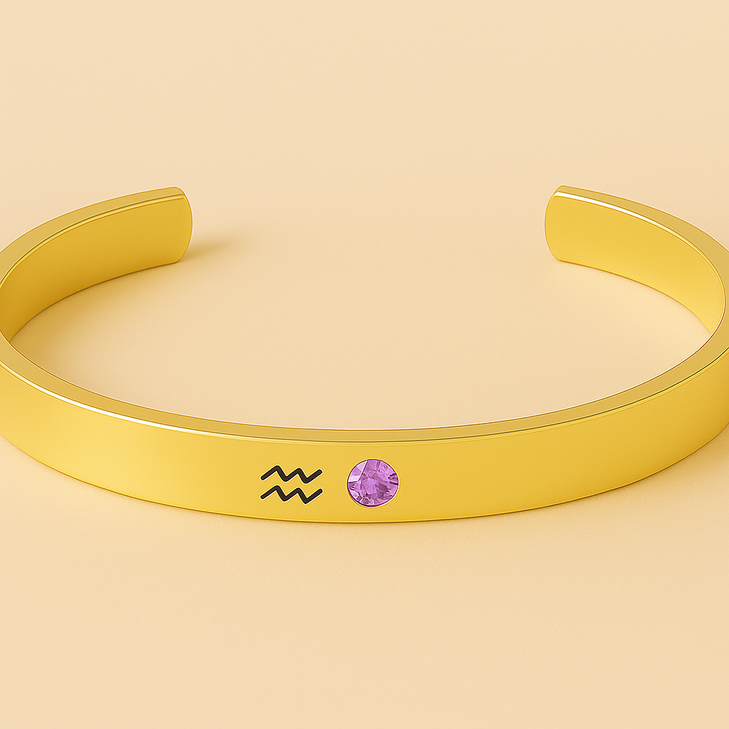 Zodiac & Birthstone Bracelet (Moon Cipher Cuff)