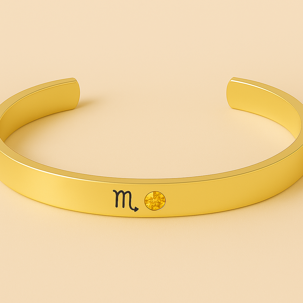 Zodiac & Birthstone Bracelet (Moon Cipher Cuff)